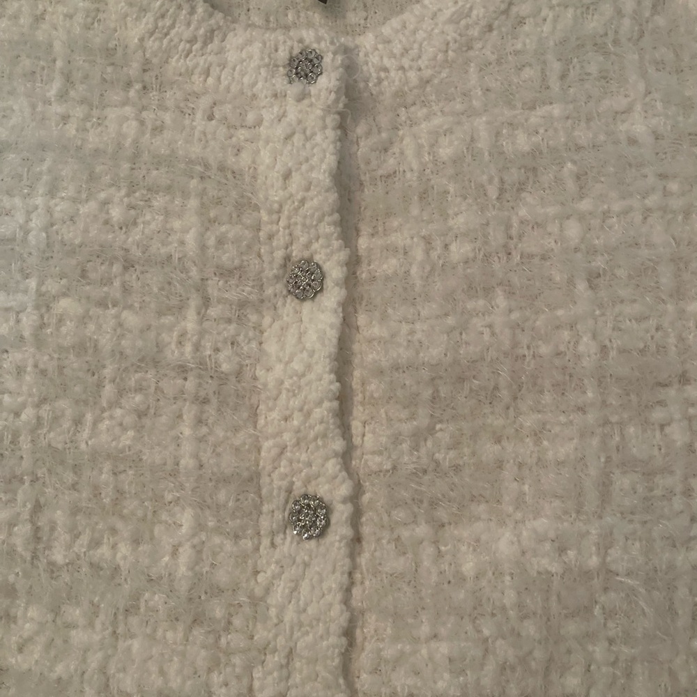 Cream Textured Teddy Sweater